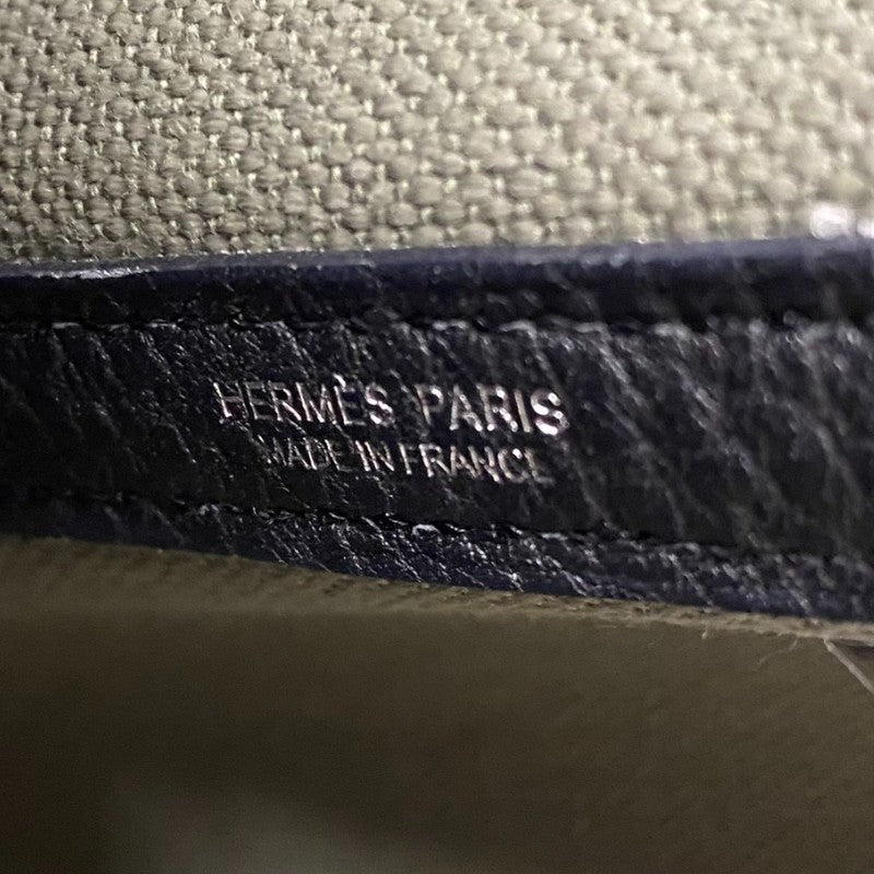 エルメス HERMES ガーデンパーティTPM B刻 カーキ×ブラック シルバー金具 トワル レディース トートバッグ