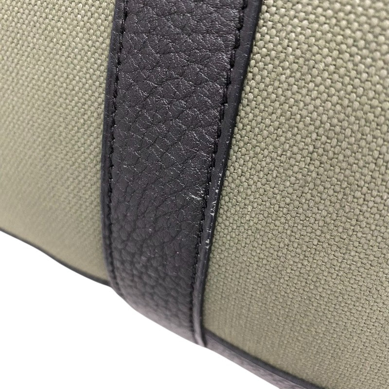 エルメス HERMES ガーデンパーティTPM B刻 カーキ×ブラック シルバー金具 トワル レディース トートバッグ