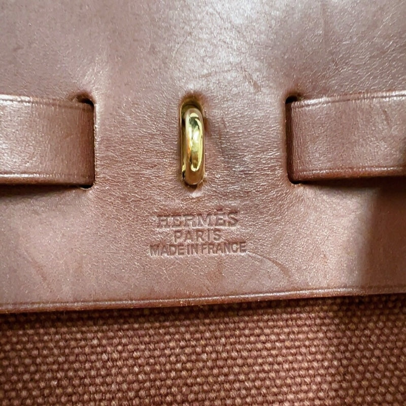 エルメス HERMES エールバックサックアドPM □E刻印　（2001年製造） ブラウン　ゴールド金具 トワル/ヴァッシュハンター レディース リュック・デイパック