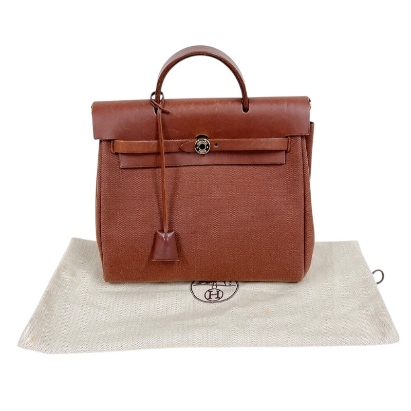 エルメス HERMES エールバックサックアドPM □E刻印　（2001年製造） ブラウン　ゴールド金具 トワル/ヴァッシュハンター レディース リュック・デイパック