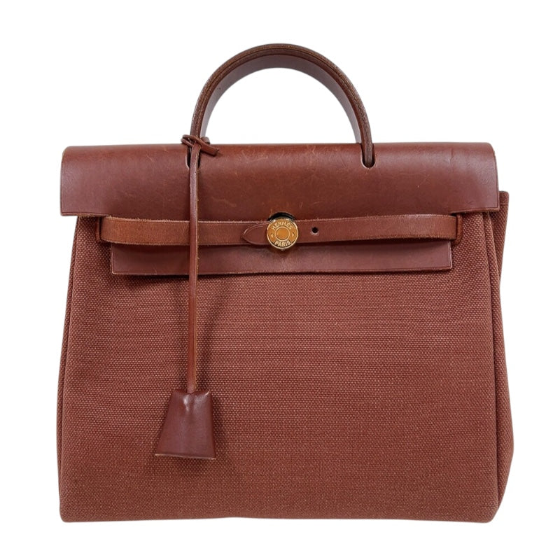 エルメス HERMES エールバックサックアドPM □E刻印　（2001年製造） ブラウン　ゴールド金具 トワル/ヴァッシュハンター レディース リュック・デイパック