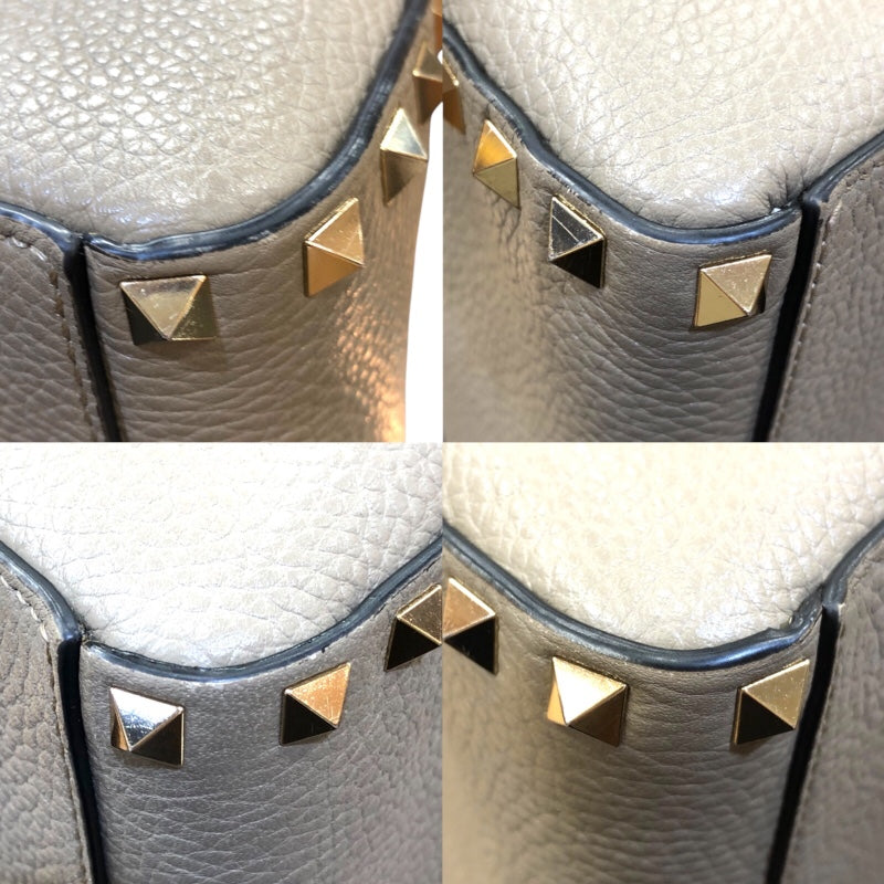 ヴァレンティノ VALENTINO ロックスタッズスモールボストンバッグ ドープ/ゴールド金具 カーフ カーフ レディース ハンドバッグ
