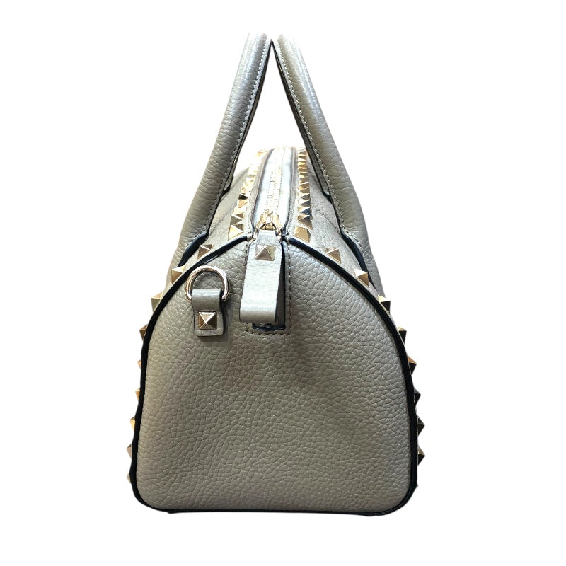ヴァレンティノ VALENTINO ロックスタッズスモールボストンバッグ ドープ/ゴールド金具 カーフ カーフ レディース ハンドバッグ