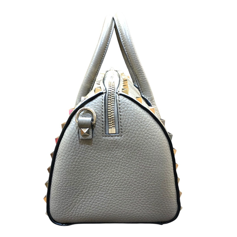 ヴァレンティノ VALENTINO ロックスタッズスモールボストンバッグ ドープ/ゴールド金具 カーフ カーフ レディース ハンドバッグ