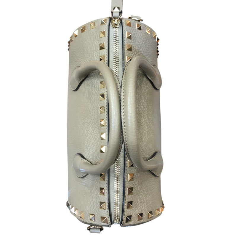 ヴァレンティノ VALENTINO ロックスタッズスモールボストンバッグ ドープ/ゴールド金具 カーフ カーフ レディース ハンドバッグ