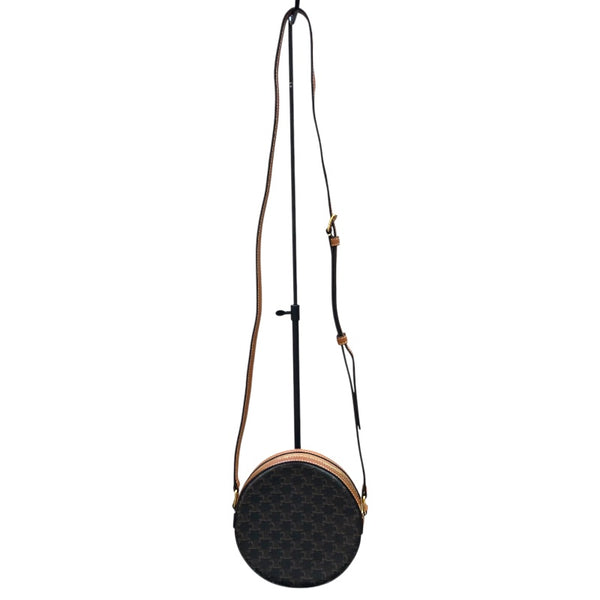 セリーヌ CELINE トリオンフラウンドパース 10G342 ブラウン　GD金具 トリオンフキャンパス ユニセックス ショルダーバッグ