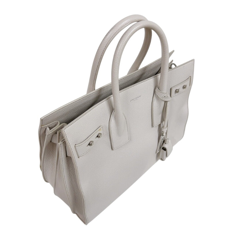 サンローラン SAINT LAURENT サックドジュール　スモール 464960 アイボリー　シルバー金具 カーフ レディース トートバッグ