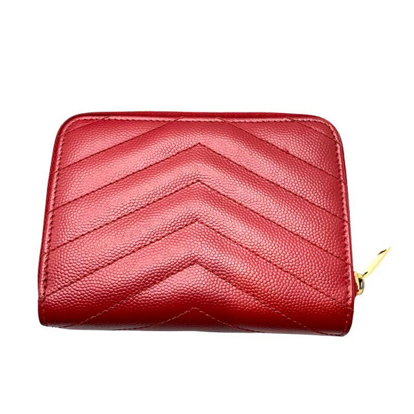サンローラン SAINT LAURENT 2つ折り財布 403723 レッド×GD金具 グレインレザー レディース 二つ折り財布