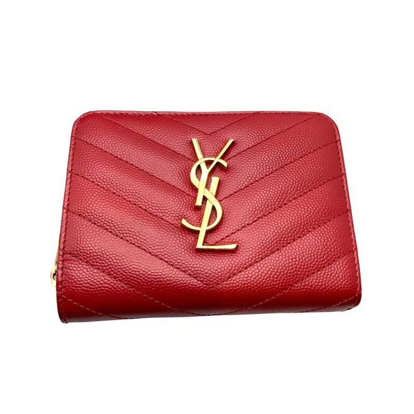 サンローラン SAINT LAURENT 2つ折り財布 403723 レッド×GD金具 グレインレザー レディース 二つ折り財布