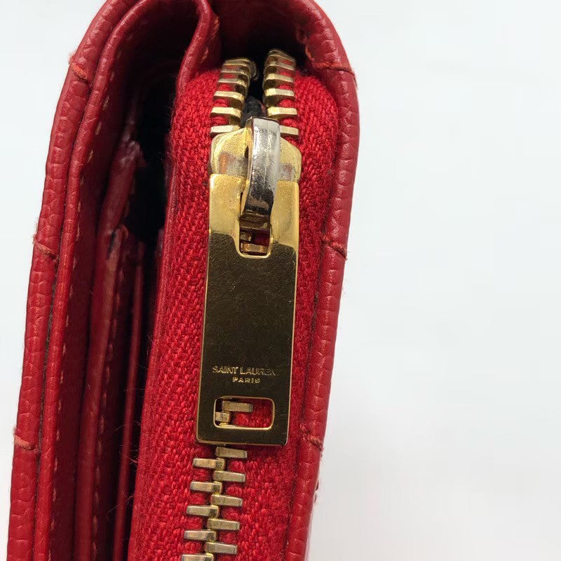 サンローラン SAINT LAURENT 2つ折り財布 403723 レッド×GD金具 グレインレザー レディース 二つ折り財布