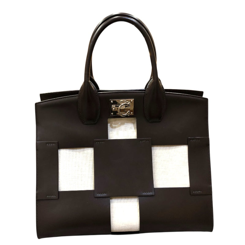 サルヴァトーレ・フェラガモ Salvatore Ferragamo スタジオボックス 211328 ブラック/シルバー金具 レザー レディース ハンドバッグ