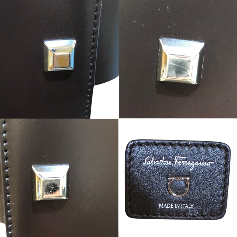 サルヴァトーレ・フェラガモ Salvatore Ferragamo スタジオボックス 211328 ブラック/シルバー金具 レザー レディース ハンドバッグ