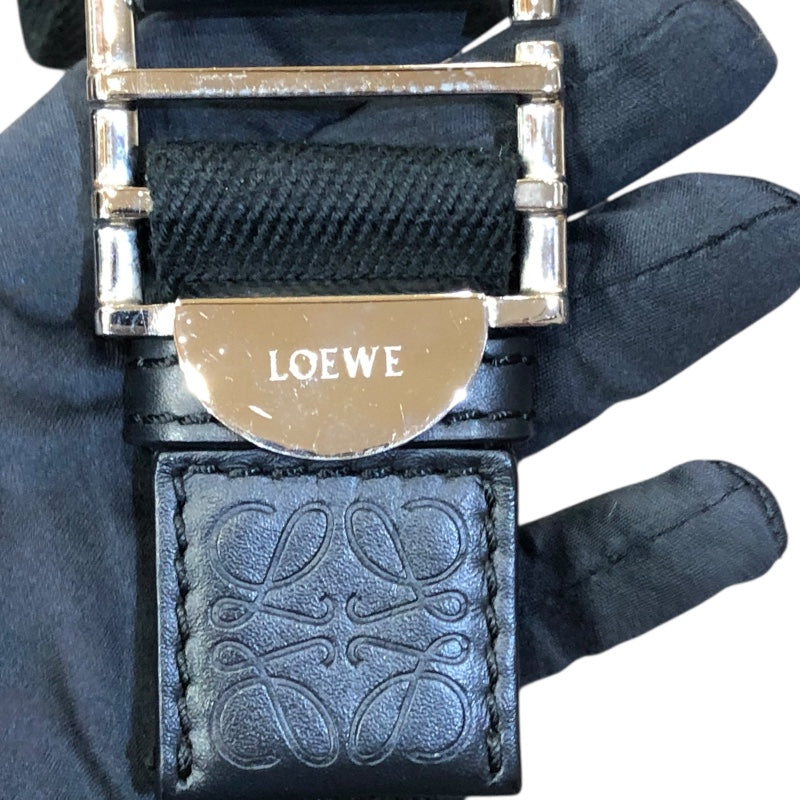 ロエベ LOEWE ミリタリーバムバッグ ブラック/シルバー金具 カーフ ユニセックス メッセンジャーバッグ