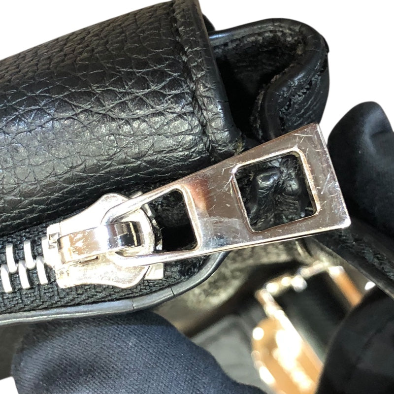 ロエベ LOEWE ミリタリーバムバッグ ブラック/シルバー金具 カーフ ユニセックス メッセンジャーバッグ