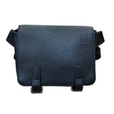 ロエベ LOEWE ミリタリーバムバッグ ブラック/シルバー金具 カーフ ユニセックス メッセンジャーバッグ