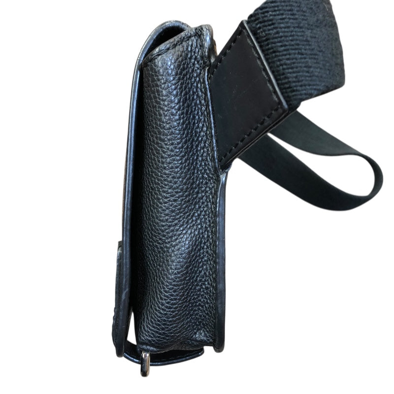 ロエベ LOEWE ミリタリーバムバッグ ブラック/シルバー金具 カーフ ユニセックス メッセンジャーバッグ