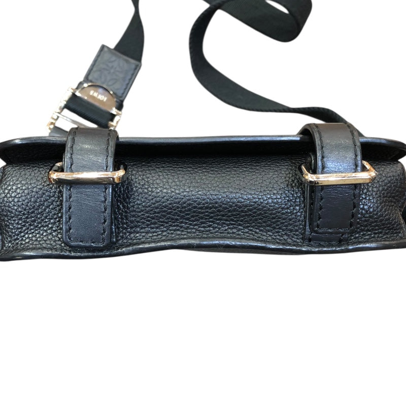 ロエベ LOEWE ミリタリーバムバッグ ブラック/シルバー金具 カーフ ユニセックス メッセンジャーバッグ
