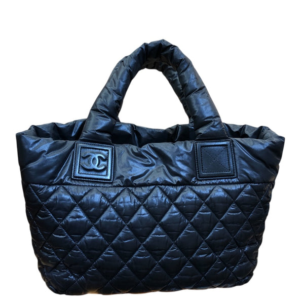 シャネル CHANEL コココクーン スモール トートバッグ A48610 ブラック　SV金具 ナイロン レディース トートバッグ