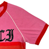 グッチ GUCCI スパンコールロゴ刺繍Tシャツ 461423 ピンク コットン レディース 半袖Ｔシャツ