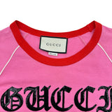 グッチ GUCCI スパンコールロゴ刺繍Tシャツ 461423 ピンク コットン レディース 半袖Ｔシャツ