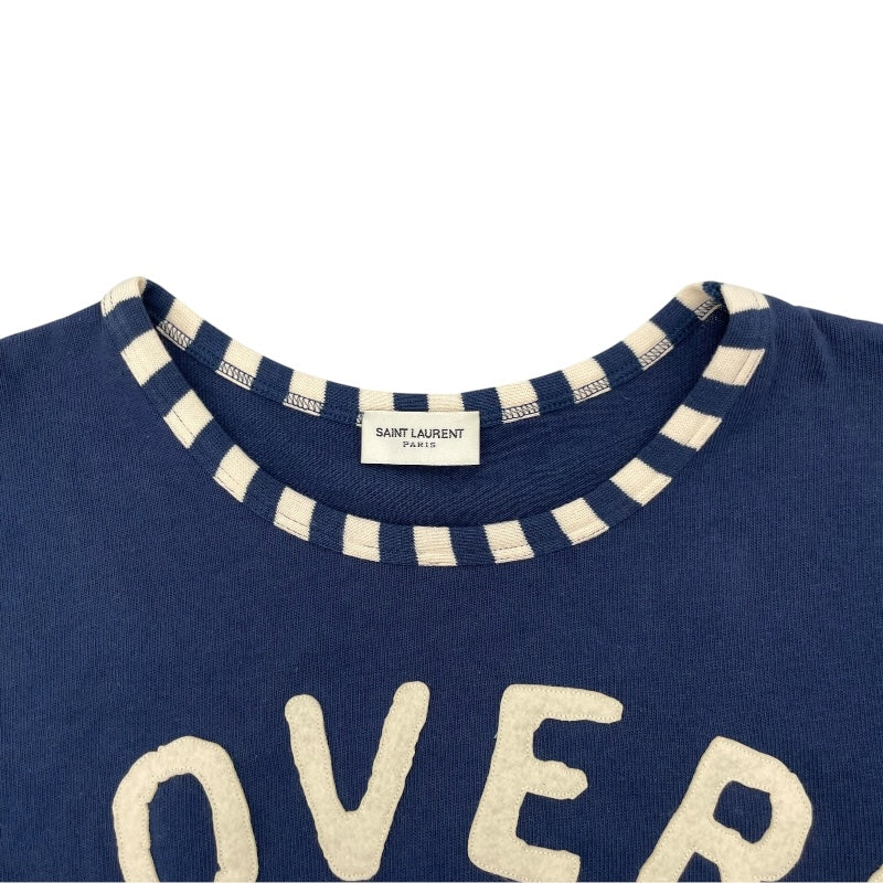 サンローラン SAINT LAURENT クロップドTシャツ 688039 ネイビー コットン レディース 半袖Ｔシャツ