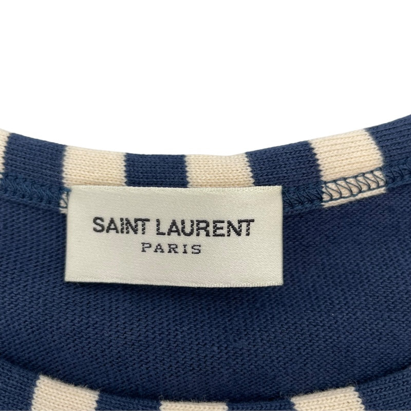 サンローラン SAINT LAURENT クロップドTシャツ 688039 ネイビー コットン 半袖Ｔシャツ レディース 中古 サンローラン SAINT LAURENT クロップドTシャツ 688039 ネイビー