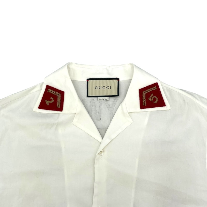 グッチ GUCCI オープンカラーシャツ 478812 ホワイト コットン メンズ 半袖シャツ