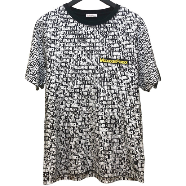 モンクレール MONCLER × FRAGMENT ロゴ総柄プリントTシャツ 80006 ブラック コットン メンズ 半袖Ｔシャツ