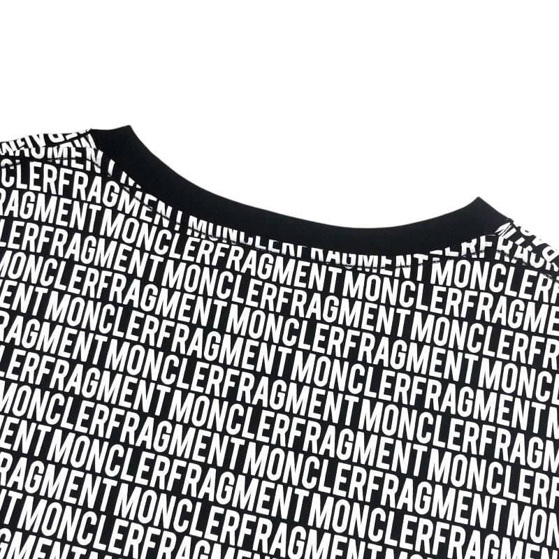 モンクレール MONCLER × FRAGMENT ロゴ総柄プリントTシャツ 80006 ブラック コットン メンズ 半袖Ｔシャツ