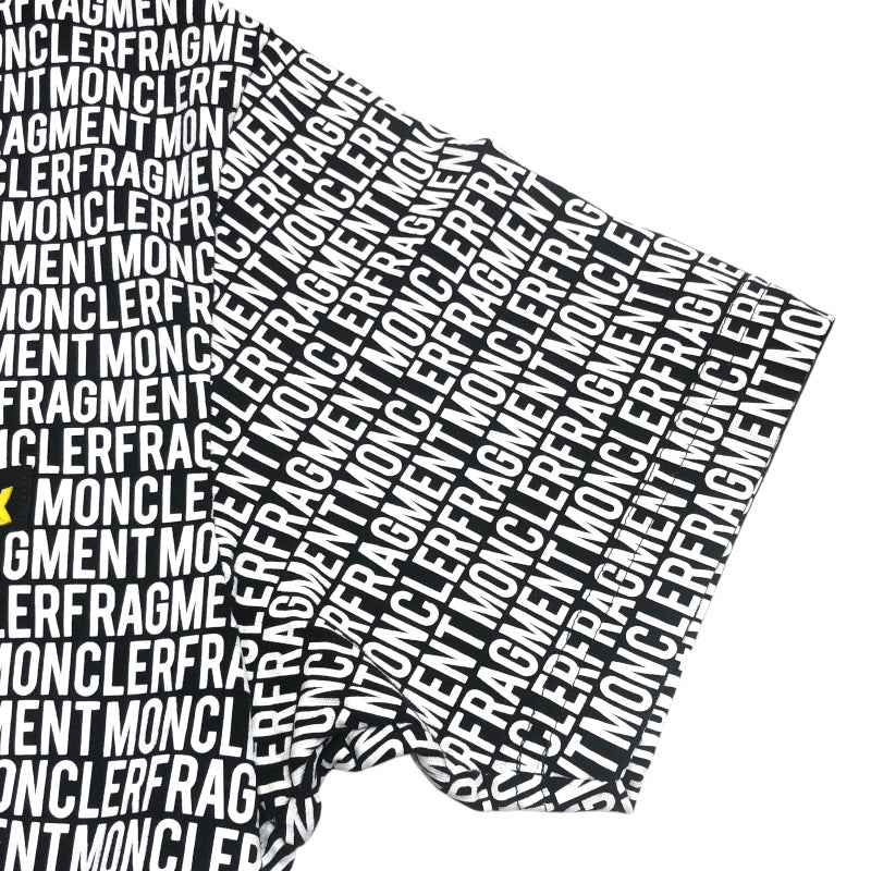モンクレール MONCLER × FRAGMENT ロゴ総柄プリントTシャツ 80006 ブラック コットン メンズ 半袖Ｔシャツ