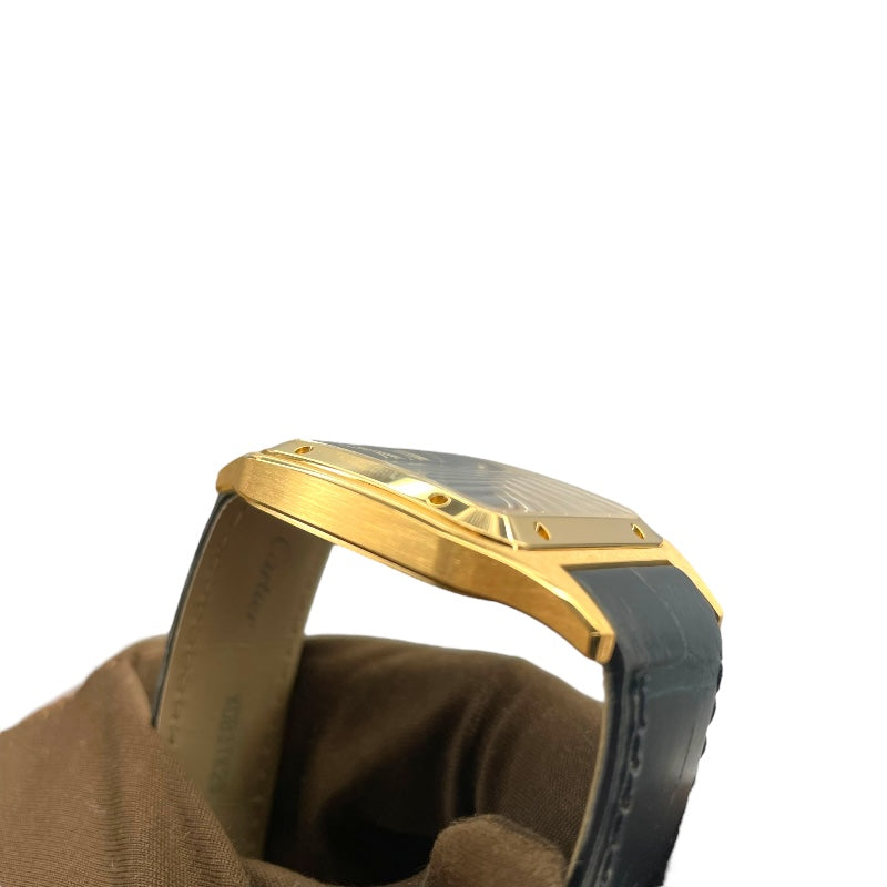 カルティエ Cartier サントスデュモン WGSA0115 ネイビー K18YG/革ベルト クオーツ メンズ 腕時計