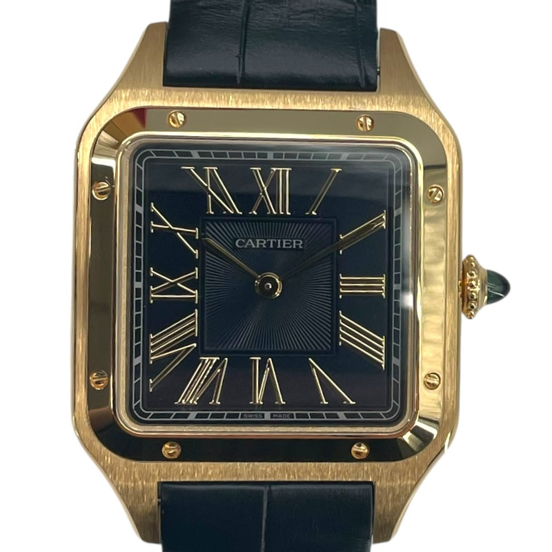 カルティエ Cartier サントスデュモン WGSA0115 ネイビー K18YG/革ベルト クオーツ メンズ 腕時計