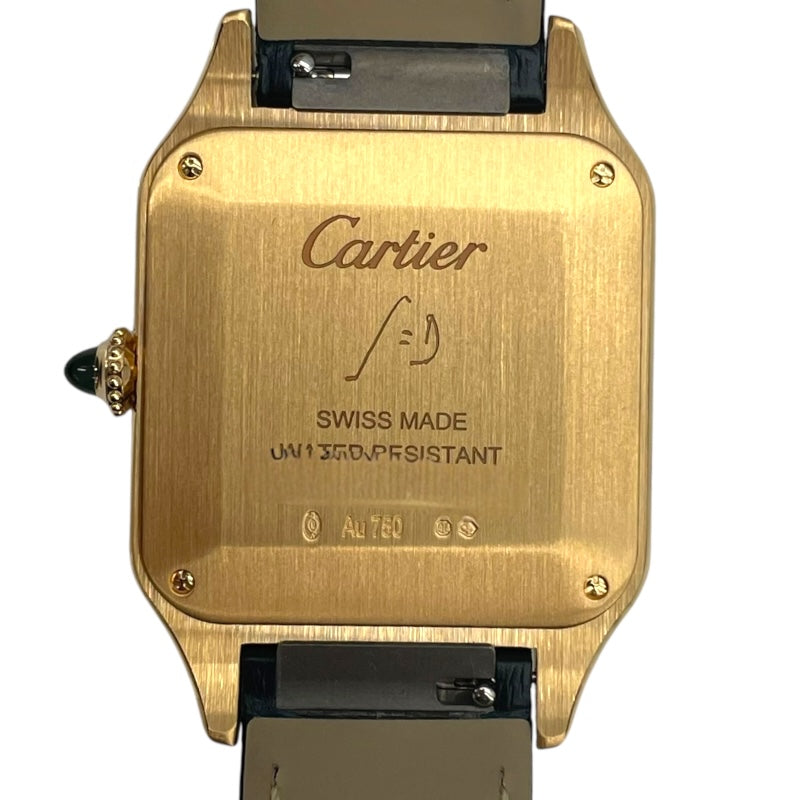 カルティエ Cartier サントスデュモン WGSA0115 ネイビー K18YG/革ベルト クオーツ メンズ 腕時計