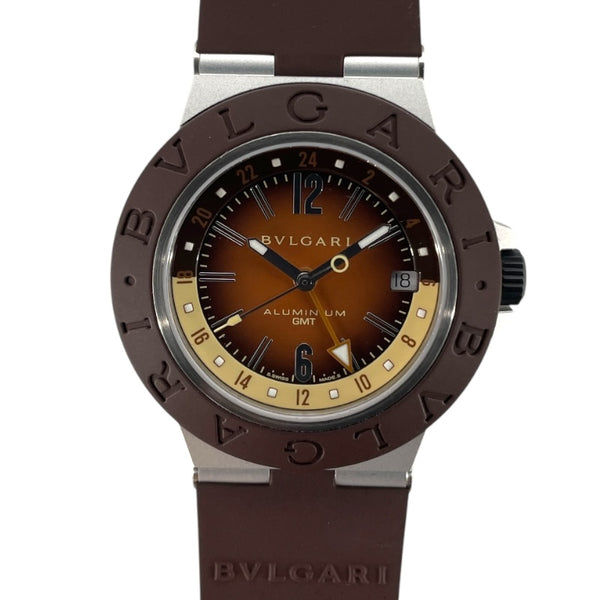 ブルガリ BVLGARI アルミニウム GMT フェンダー限定モデル 104117 ブラウン アルミニウム/ラバー メンズ 腕時計