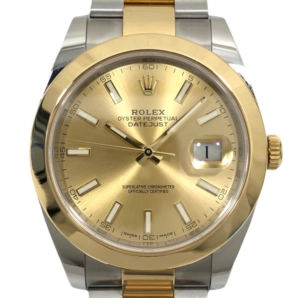 ロレックス ROLEX デイトジャスト41 ランダムシリアル 126303 シャンパンゴールド オイスターブレス SS/K18YG メンズ 腕時計