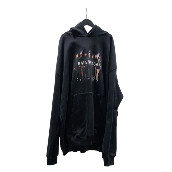 バレンシアガ BALENCIAGA REAL BALENCIAGA ロゴプリントスウェットパーカー 20年 620973 ブラック コットン メンズ パーカー
