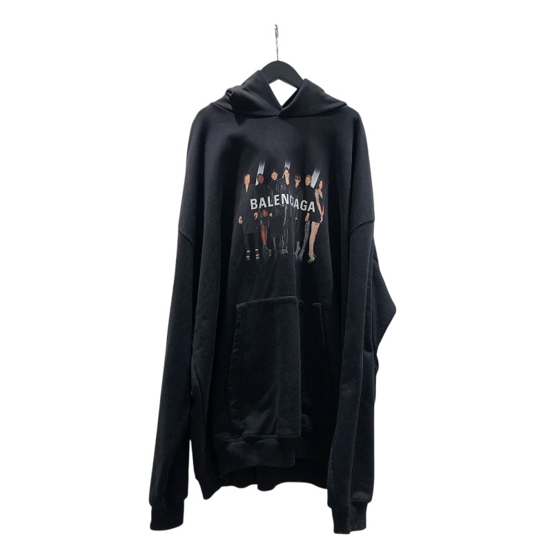 バレンシアガ BALENCIAGA REAL BALENCIAGA ロゴプリントスウェットパーカー 20年 620973 ブラック コットン メンズ パーカー