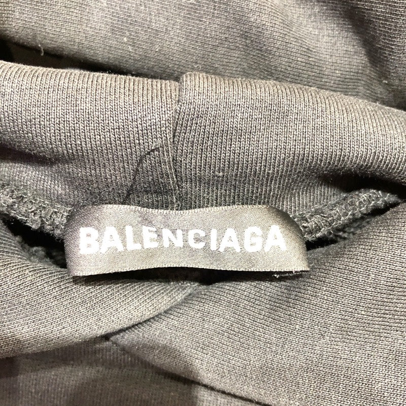 バレンシアガ BALENCIAGA REAL BALENCIAGA ロゴプリントスウェットパーカー 20年 620973 ブラック コットン メンズ パーカー