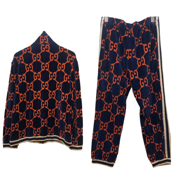 グッチ GUCCI GG総柄トラックジャケット＆パンツセット 522958/522960 ネイビー コットン メンズ セットアップ