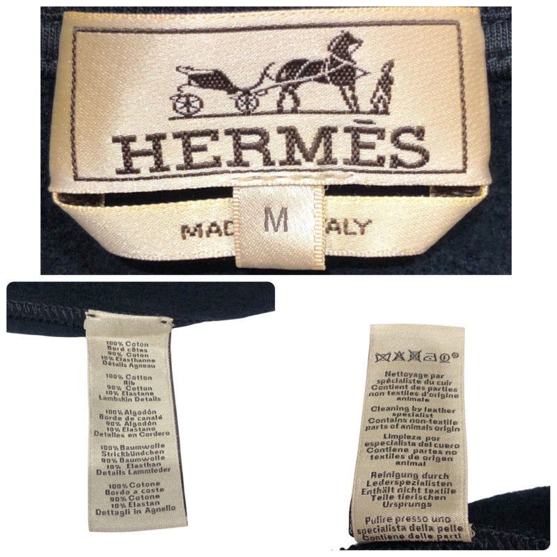 エルメス HERMES ミニレザーパッチテディブルゾン ネイビー コットン メンズ ブルゾン