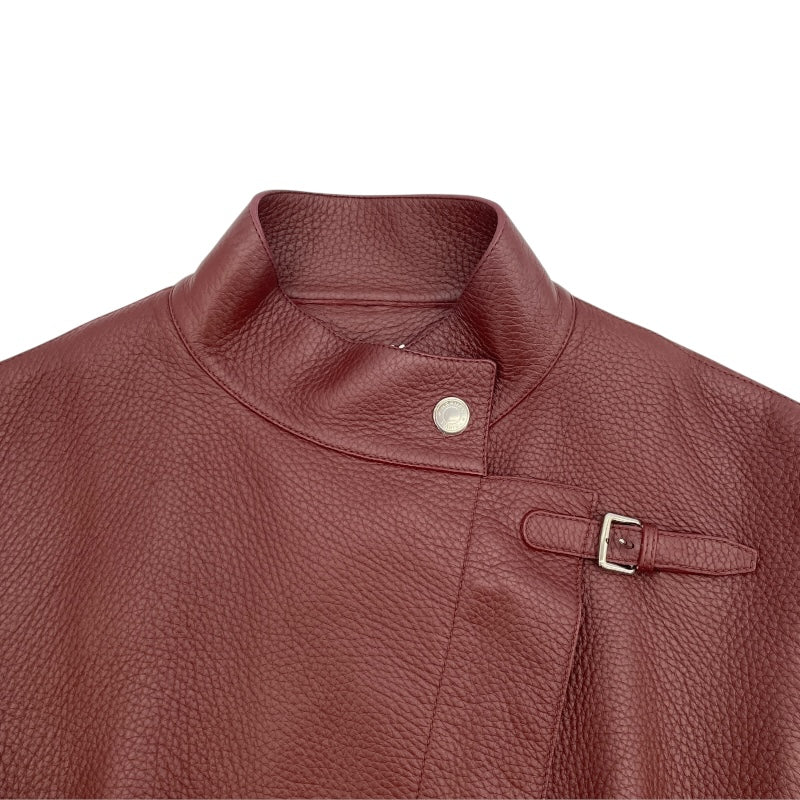 エルメス HERMES ディアスキンレザーロングコート ボルドー レザー レディース トレンチコート