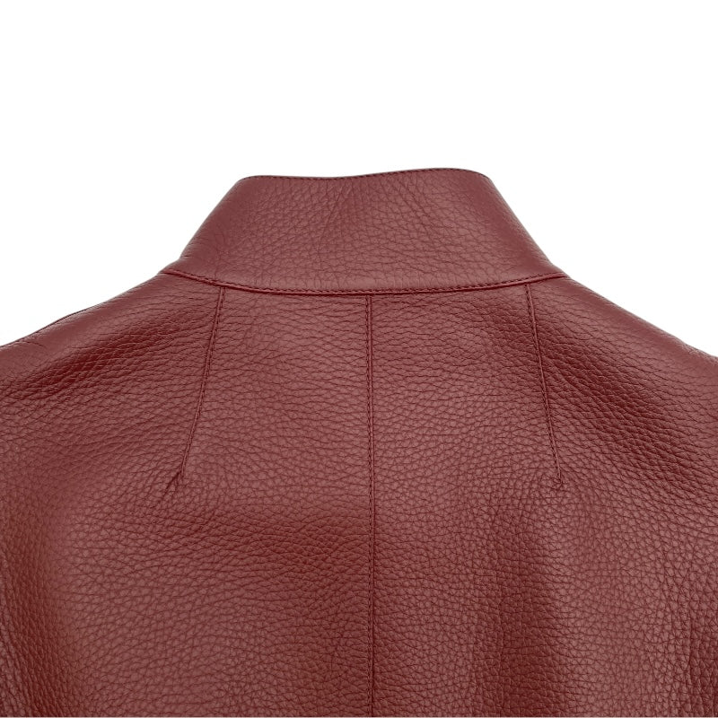 エルメス HERMES ディアスキンレザーロングコート ボルドー レザー レディース トレンチコート