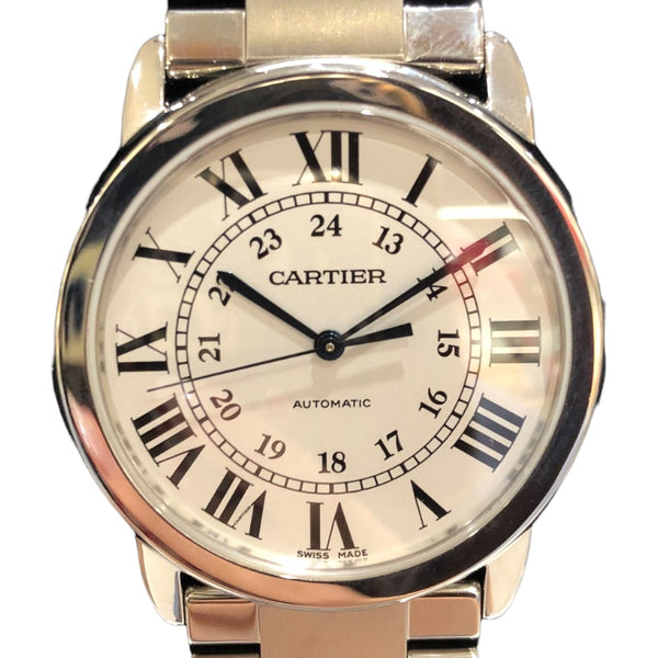 カルティエ Cartier ロンド ソロ ドゥ カルティエ WSRN0012 ホワイト SS 自動巻き メンズ 腕時計