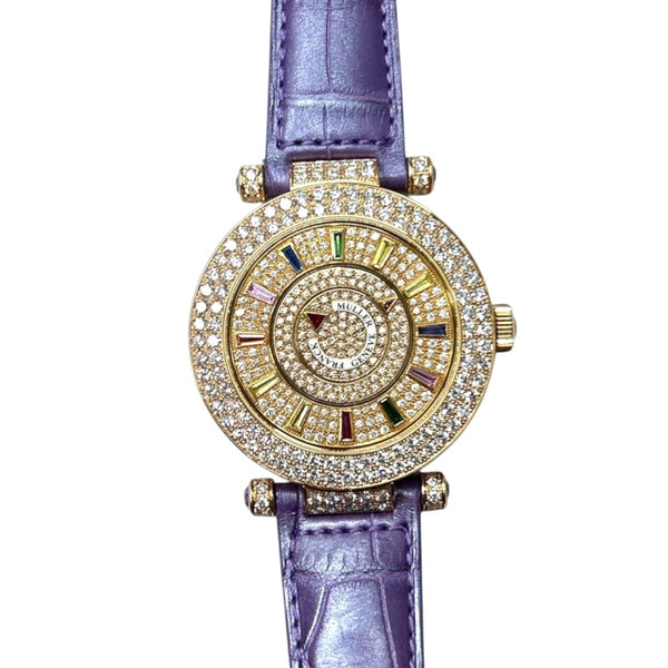 フランク・ミュラー FRANCK MULLER ラウンドダブルミステリー DM42COLDRMD2RCD マルチカラー K18YG/革ベルト 自動巻き メンズ 腕時計