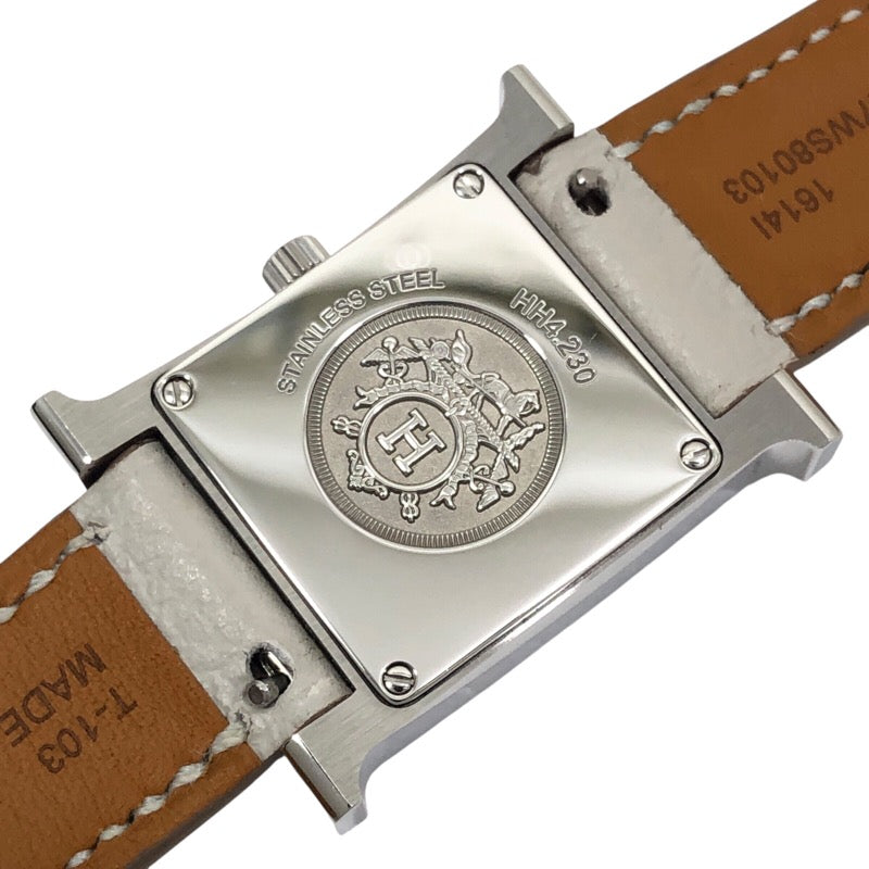 エルメス HERMES Hウォッチ HH4.230 オブシディアン SS/レザーベルト クオーツ レディース 腕時計