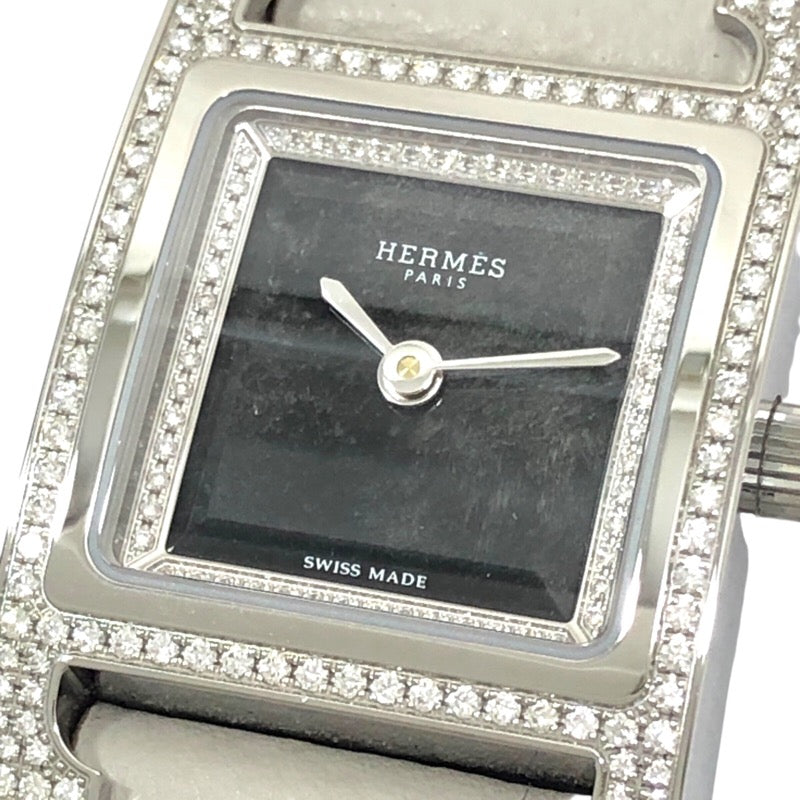 エルメス HERMES Hウォッチ HH4.230 オブシディアン SS/レザーベルト クオーツ レディース 腕時計