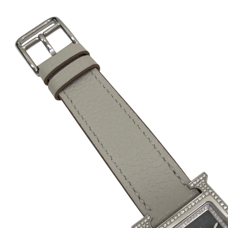エルメス HERMES Hウォッチ HH4.230 オブシディアン SS/レザーベルト クオーツ レディース 腕時計