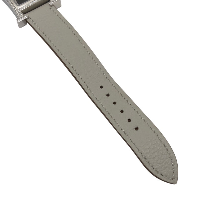 エルメス HERMES Hウォッチ HH4.230 オブシディアン SS/レザーベルト クオーツ レディース 腕時計