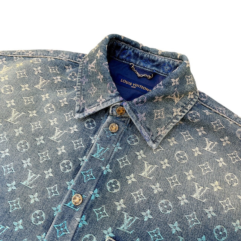 ルイ・ヴィトン LOUIS VUITTON レインボーモノグラム半袖デニムシャツ HOS72W コットン メンズ デニムジャケット