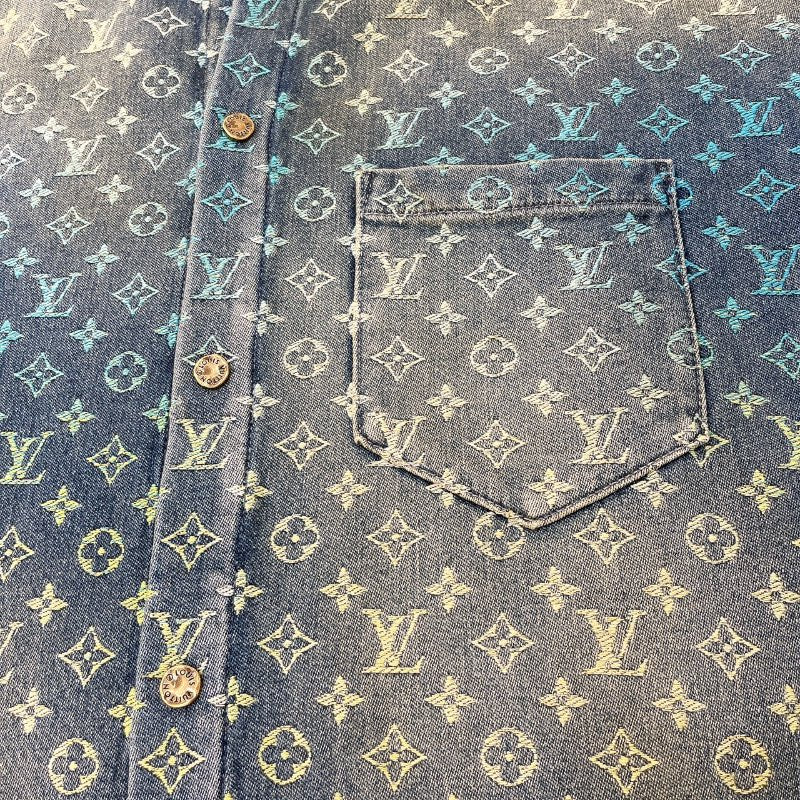 ルイ・ヴィトン LOUIS VUITTON レインボーモノグラム半袖デニムシャツ HOS72W コットン メンズ デニムジャケット